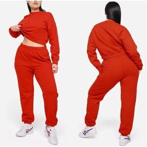 NEW MATE the Label Organic Red Fleece Relaxed Pocket Sweatpants - 3X